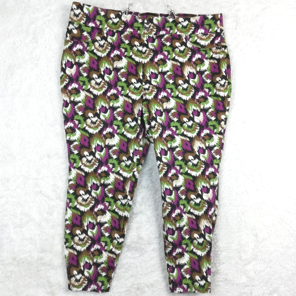 Terra & Sky Womens Pants Skinny Legging Crop Splatter Print Pull On Plus 3X 24W